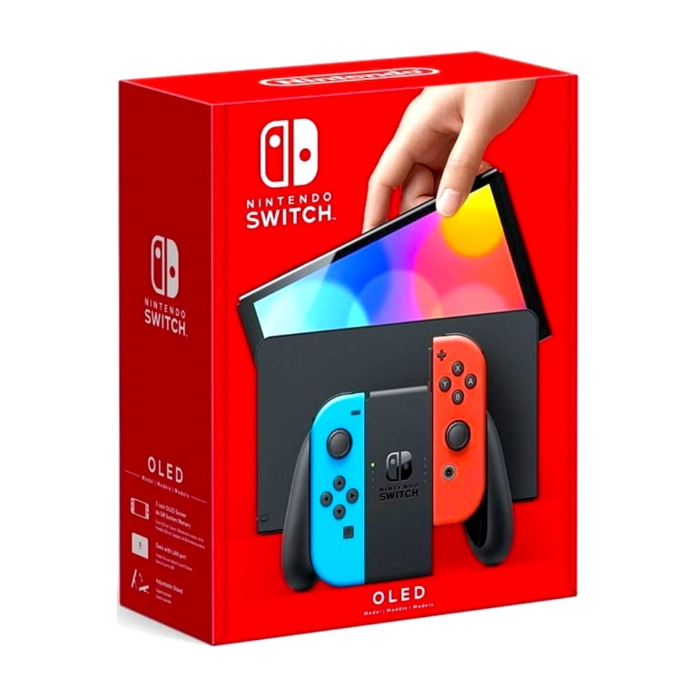 Nintendo Switch OLED Console Red and Blue Vibrant Display